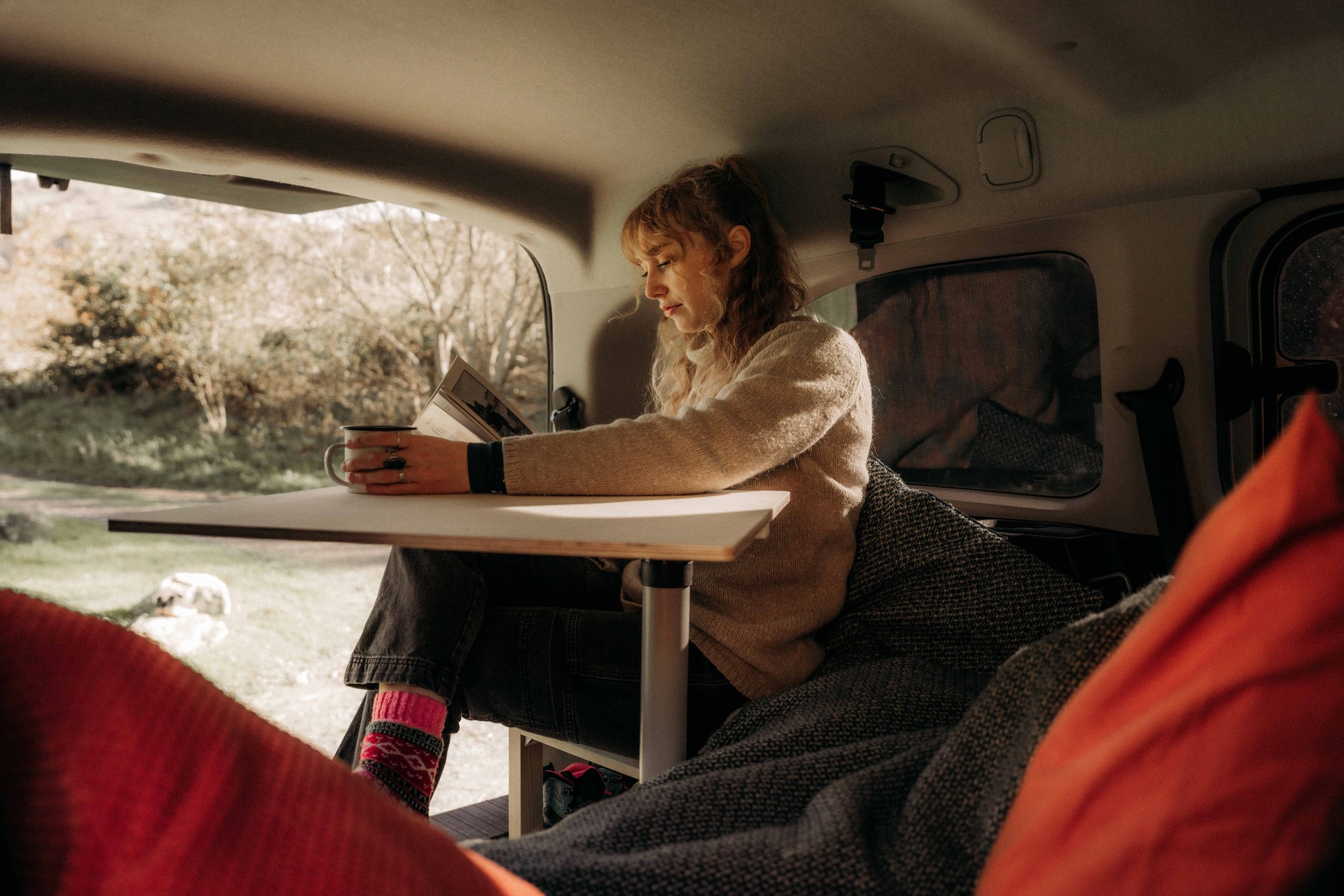 Folding Campervans Micro Camper Van Conversion Peugeot Rifter interior view with model